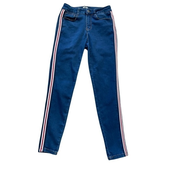 𝅺WAX Jean Striped Jeggings Blue Red Women’s Size 5 Juniors. - Picture 9 of 13